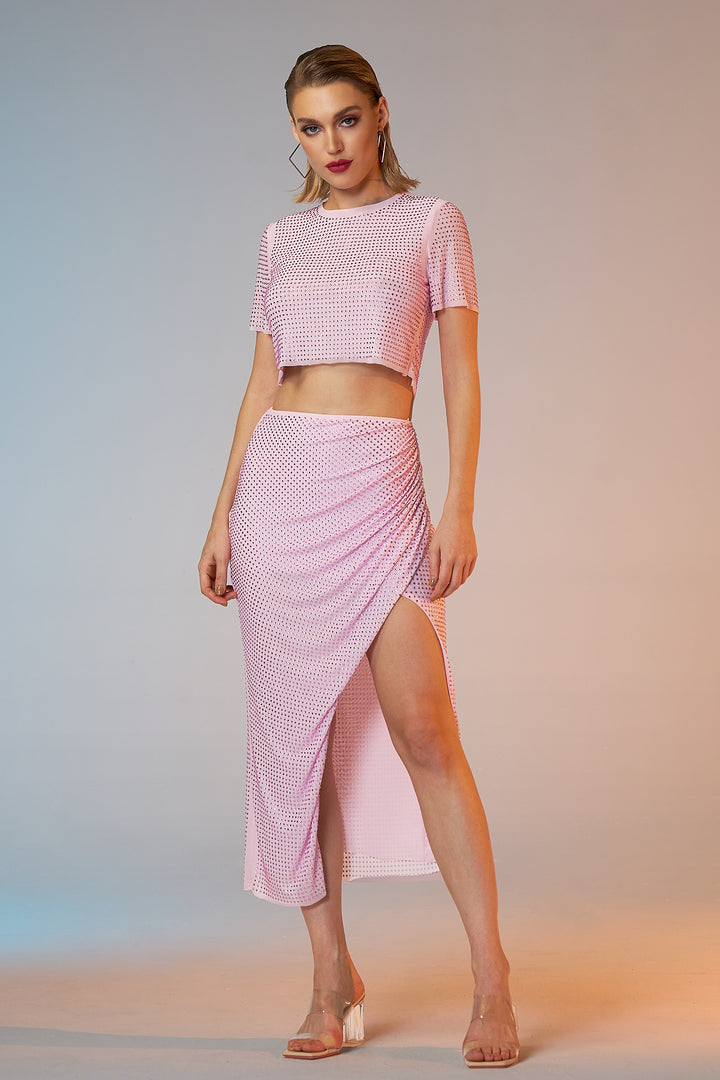 Sesidy Mackenzie Pink Asymmetrical Dress Set in Pink