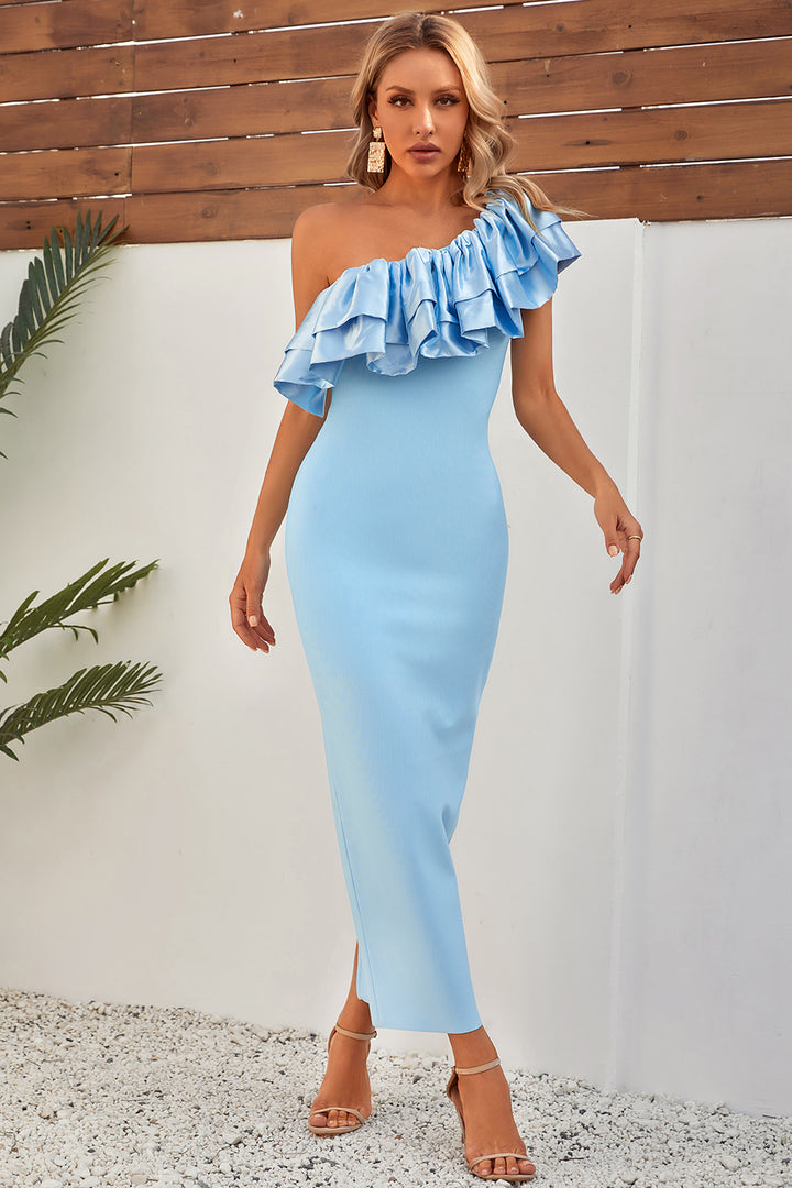 Lakelynn Ruffle Blue Maxi Dress