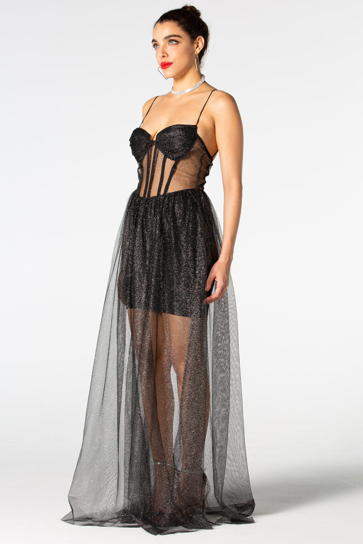 Sesidy-Annabella Black Flowing Dress-Women's Clothing Online Store