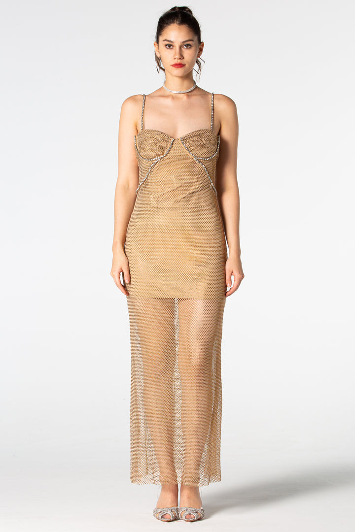 Tatiana Mesh Drill Long Dress