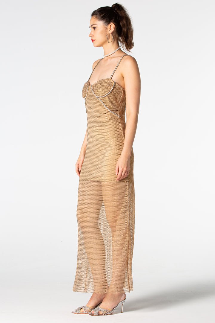 Tatiana Mesh Drill Long Dress