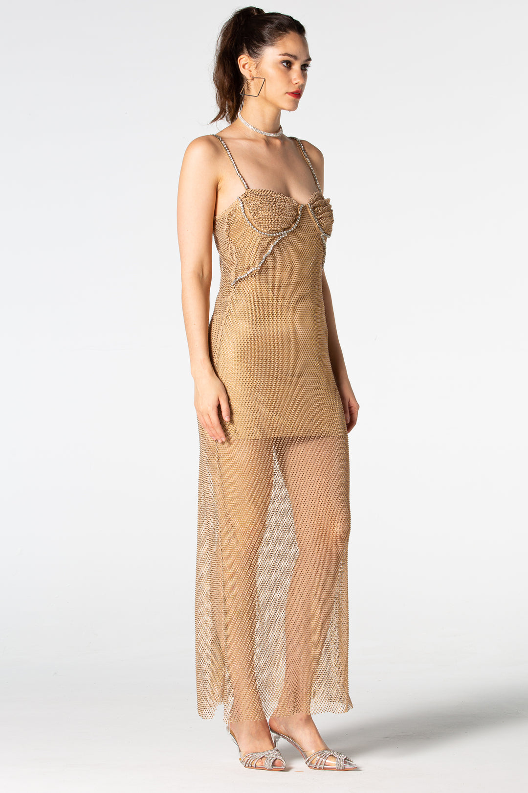 Tatiana Mesh Drill Long Dress