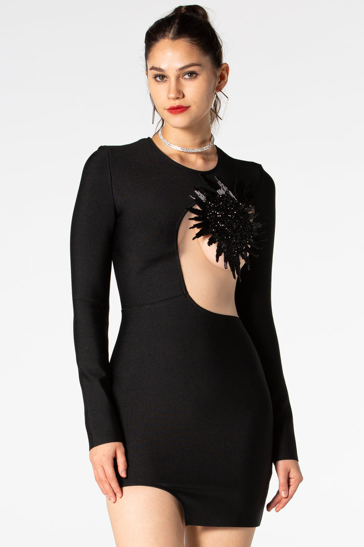 Sesidy Azaria Long Sleeve Bandage Dress in Black