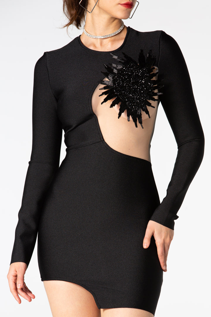 Sesidy Azaria Long Sleeve Bandage Dress in Black