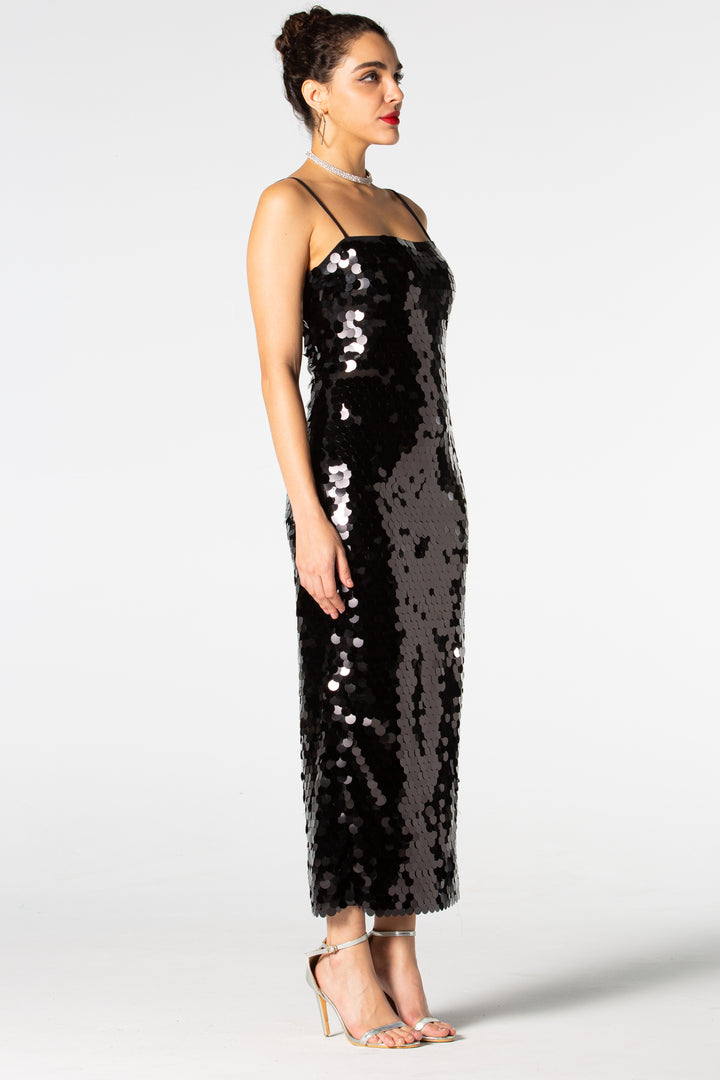 Sesidy Zola Black Sequin Dress in Black