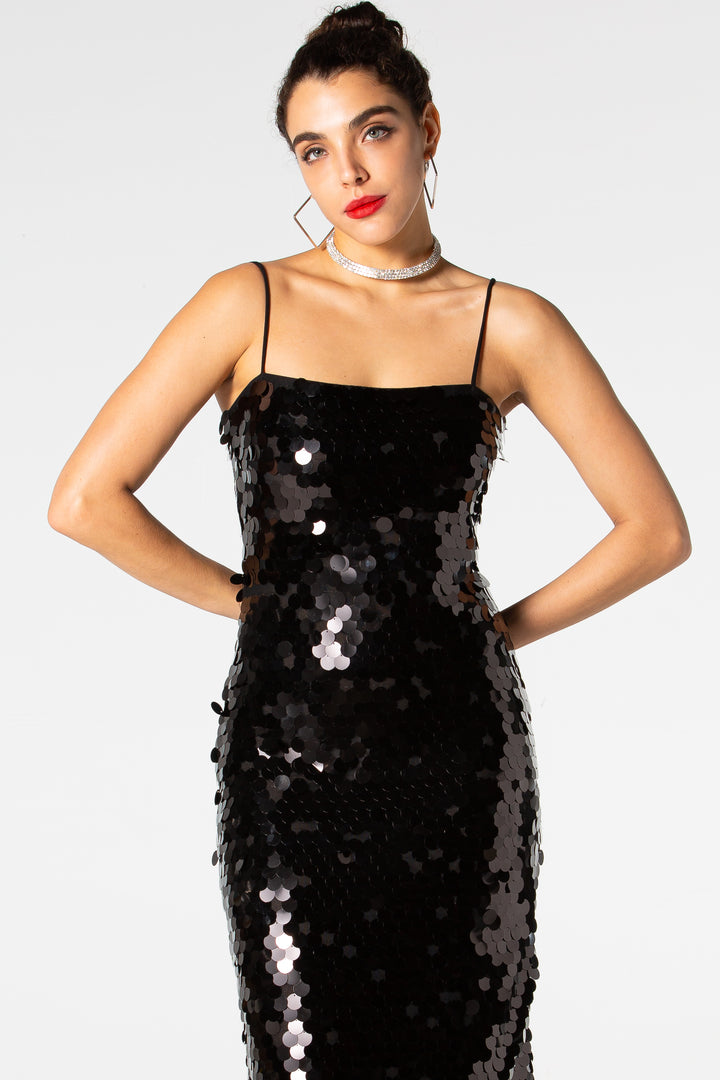 Sesidy Zola Black Sequin Dress in Black