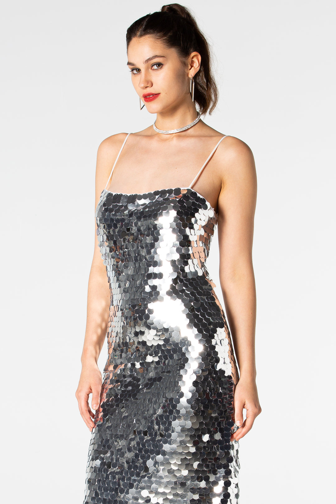 Sesidy Zayla Silver Sequin Dress in Silver