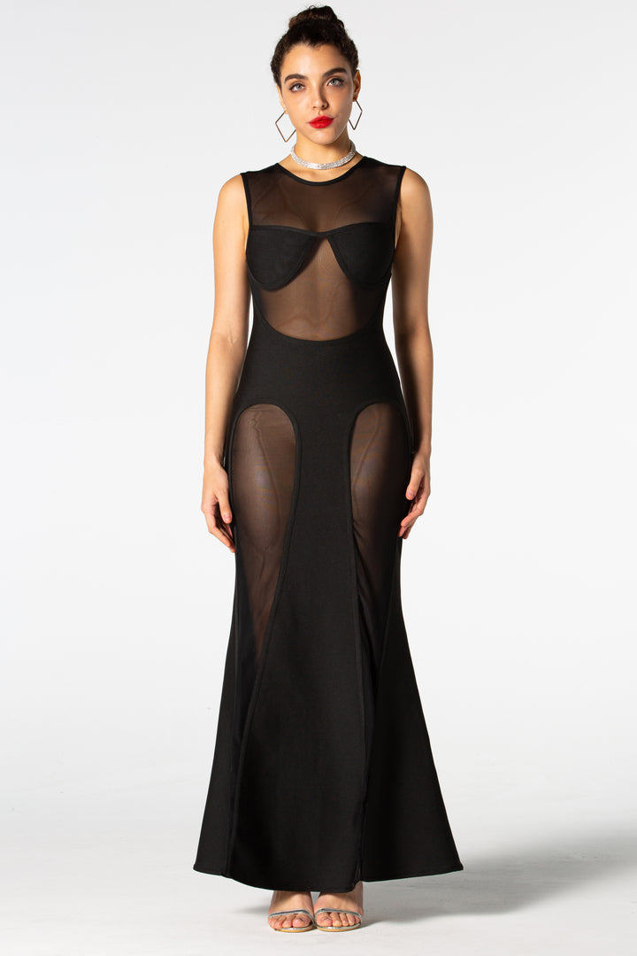 Sesidy Jada Black Bandage Maxi Dress in Black