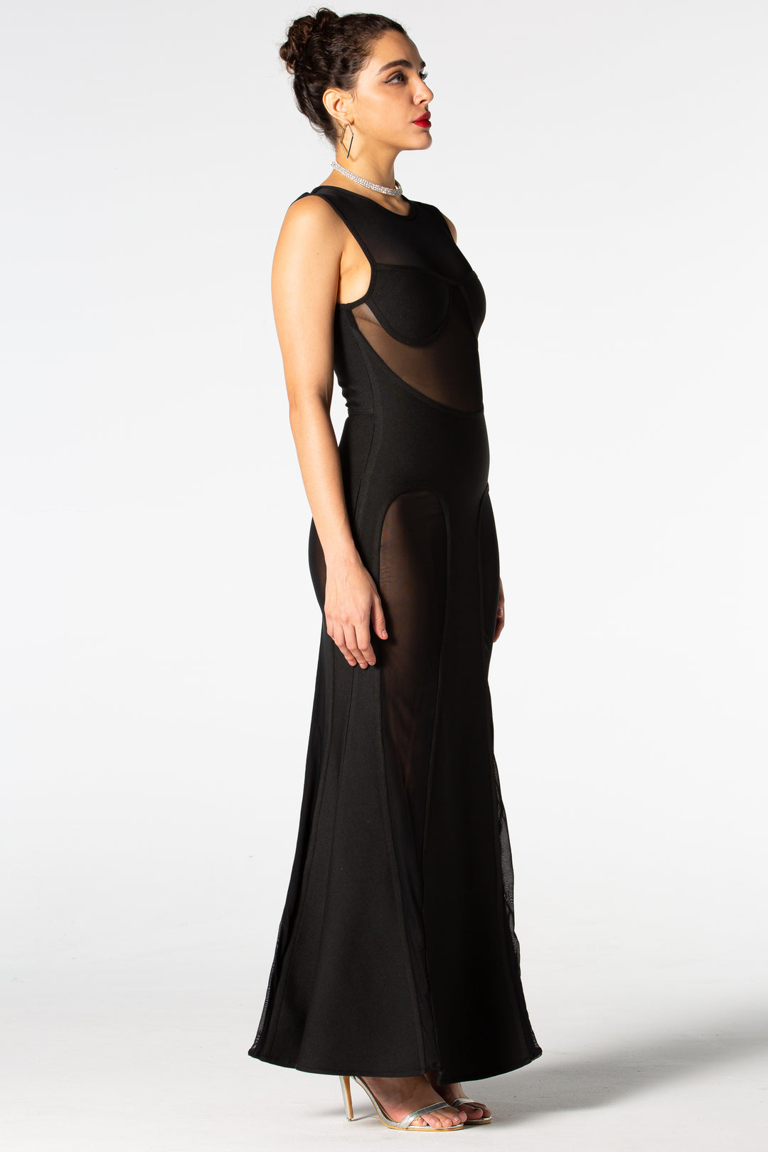 Sesidy Jada Black Bandage Maxi Dress in Black
