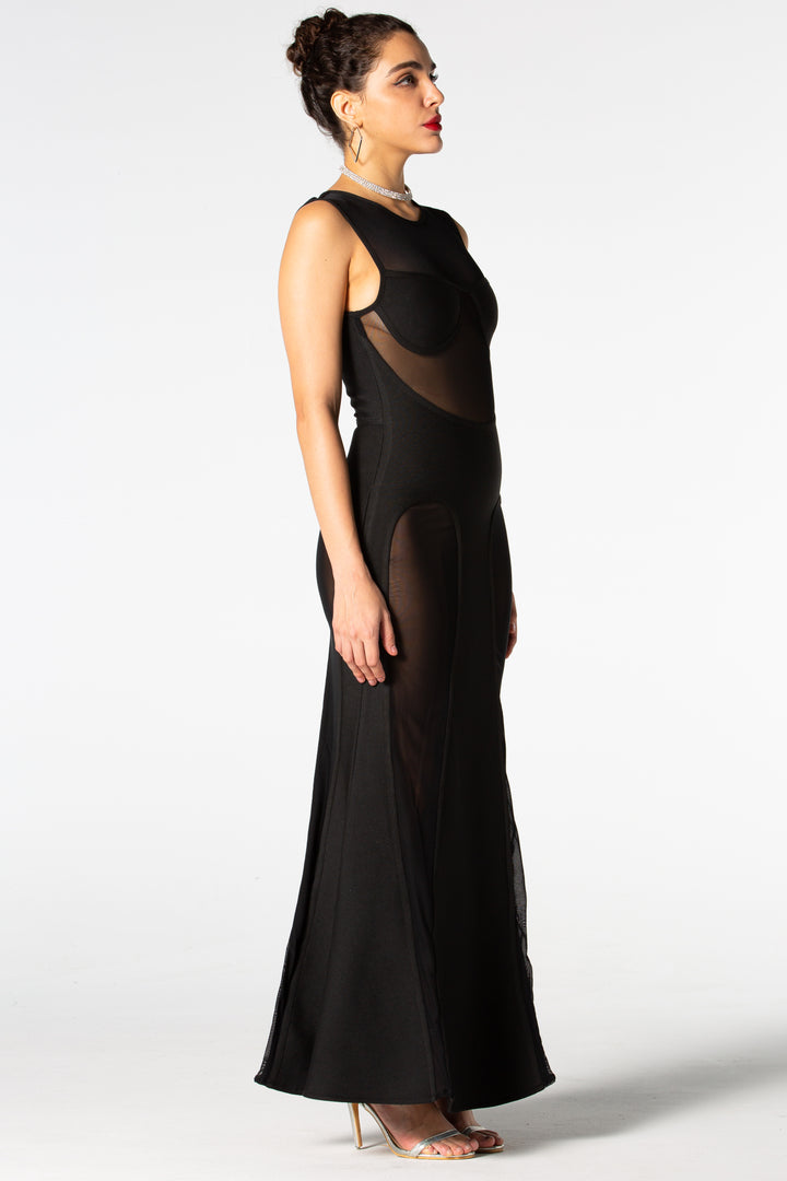 Sesidy Jada Black Bandage Maxi Dress in Black