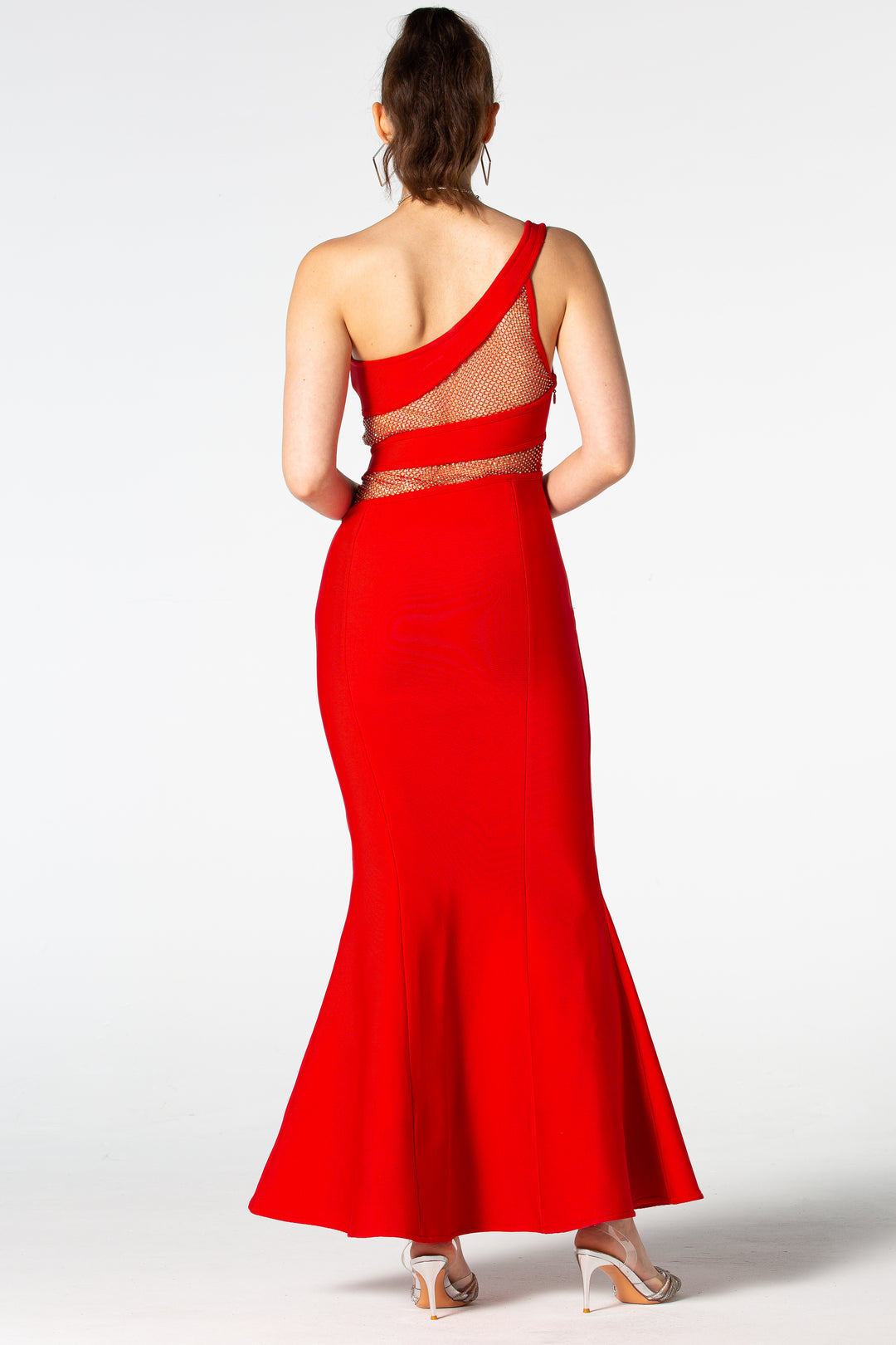 Sesidy Kaiya Rhinestone Mermaid Maxi Dress in Red