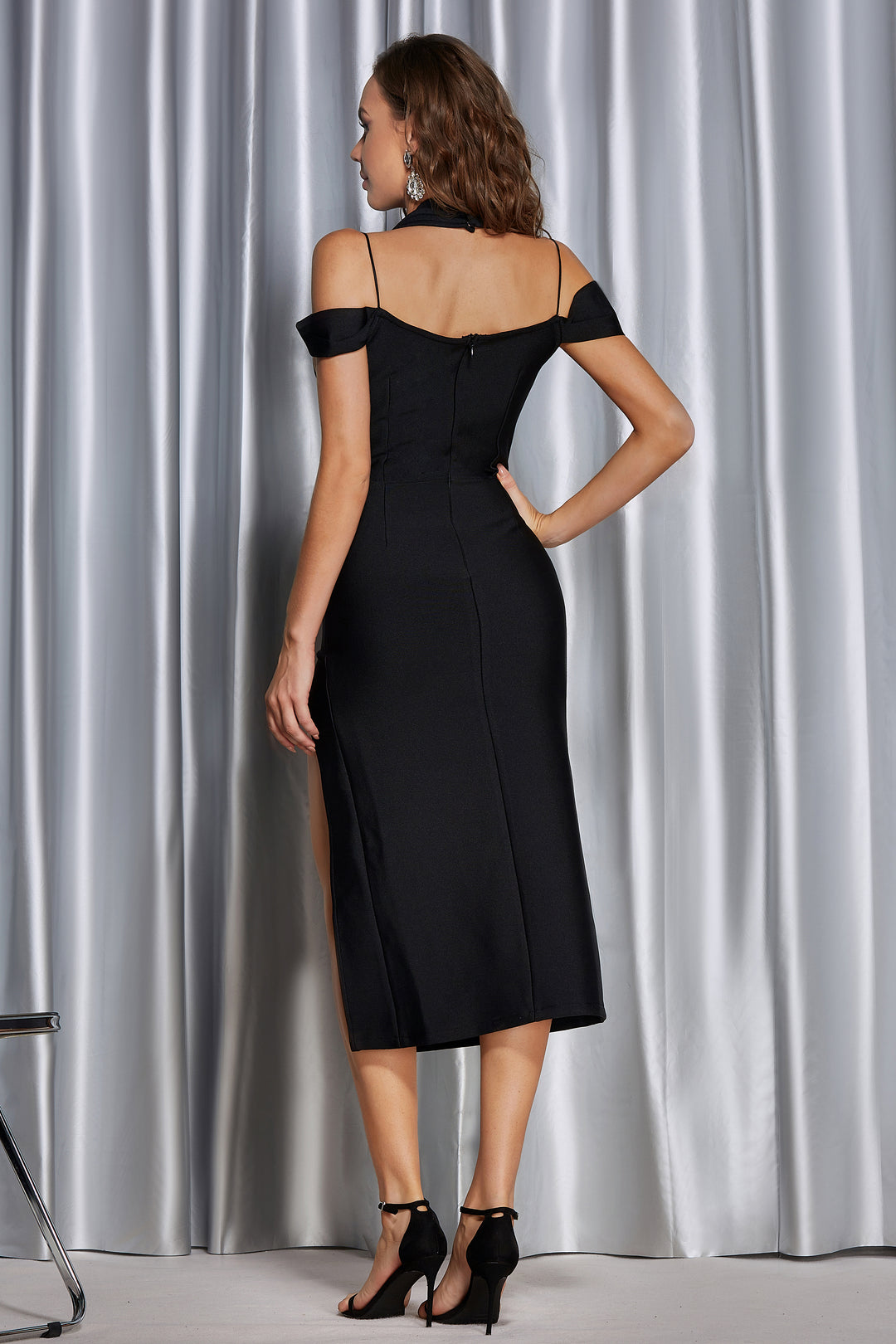 Sesidy-Marigold Elegance Black Dress-Women's Clothing Online Store