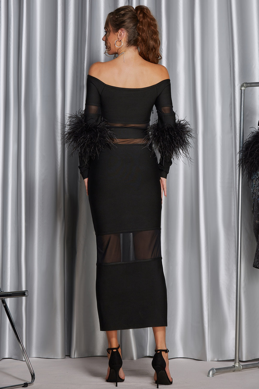 Sesidy Rosalind Long Sleeve Black Dress in Black