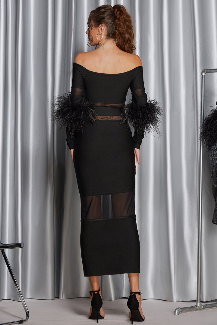 Sesidy Rosalind Long Sleeve Black Dress in Black