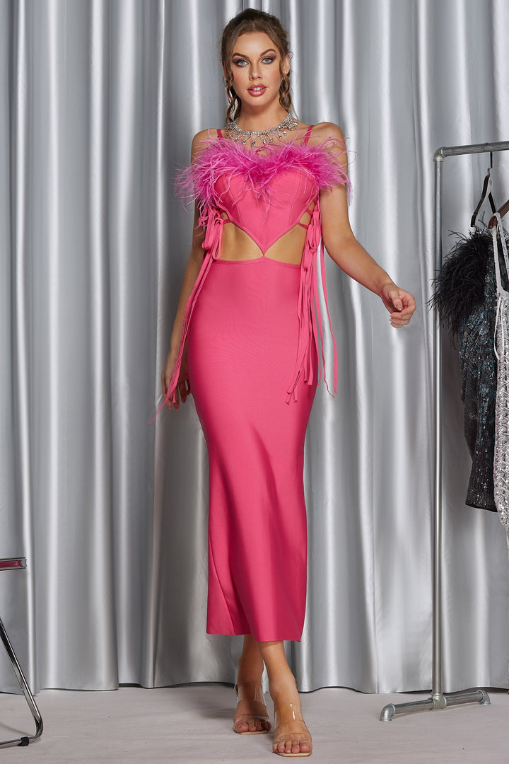 Sesidy Aveline Strappy Pink Dress in Pink