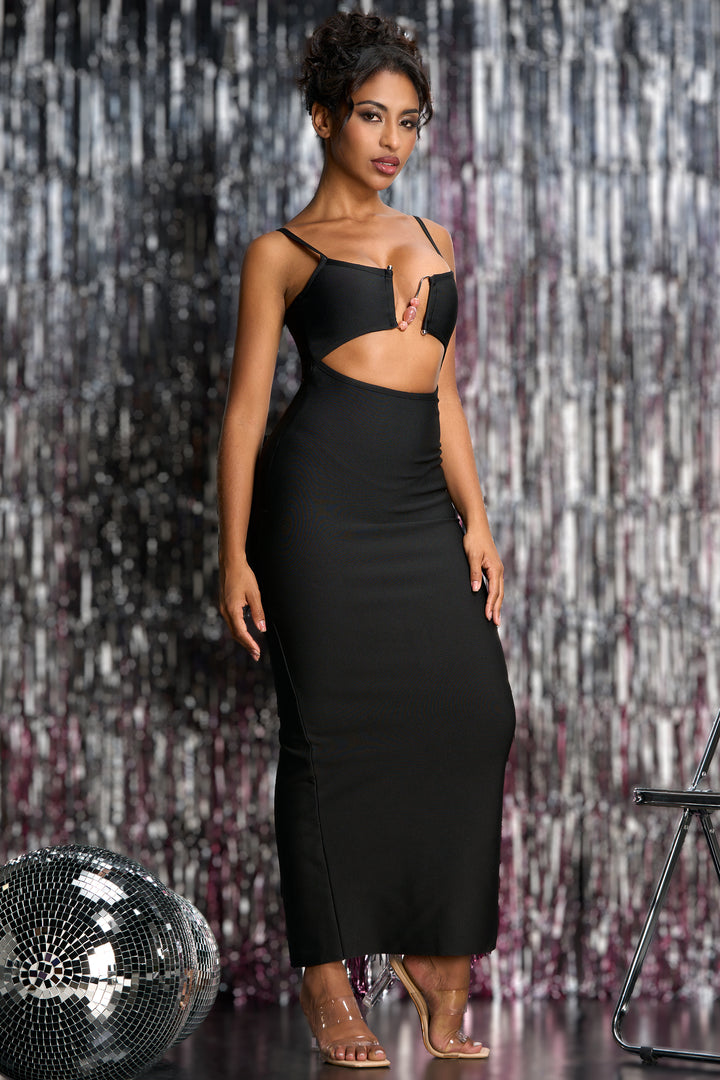 Raven Embellished Black Maxi Dress