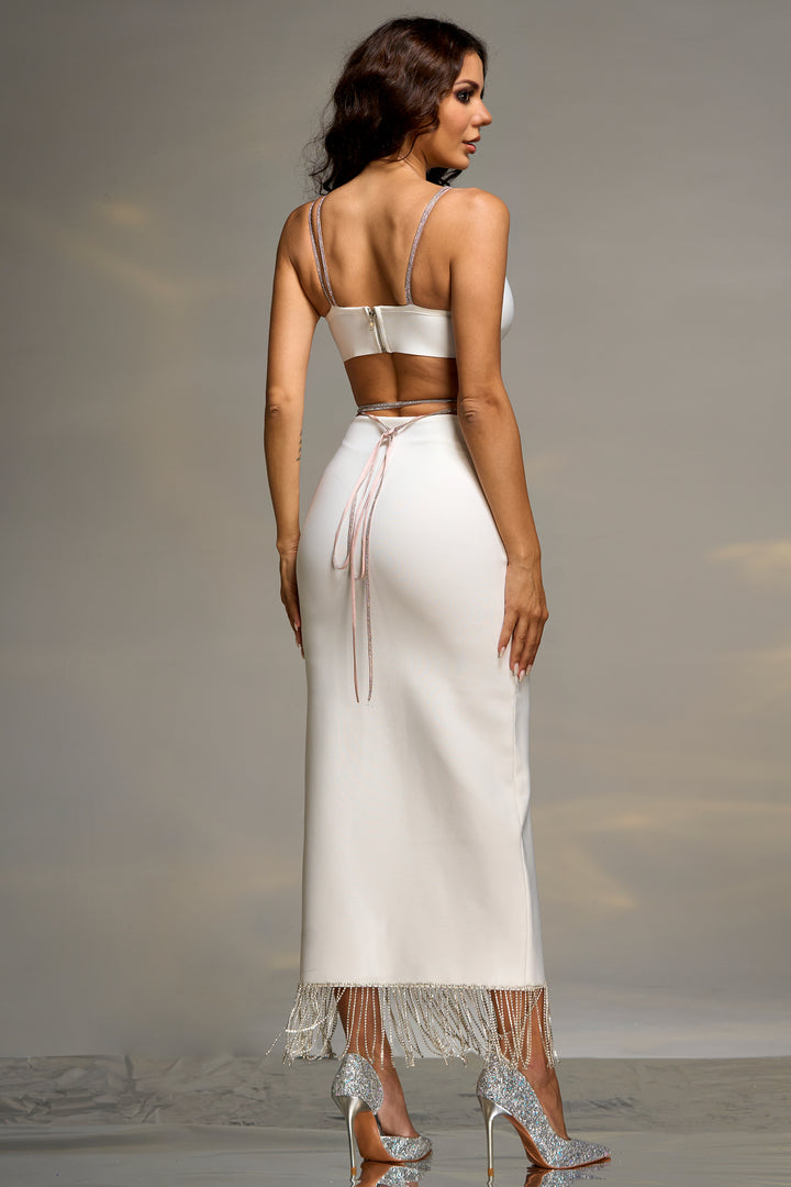 Cheyenne Fringe White Dress Set