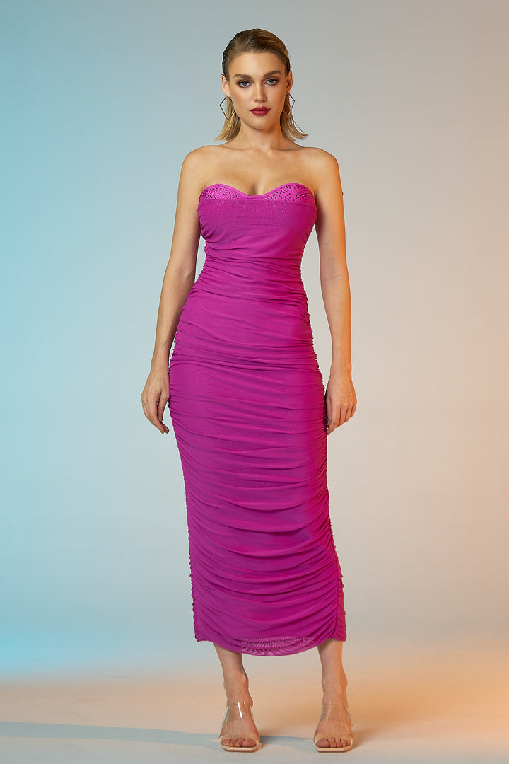 Sesidy Amaryllis Plum Strapless Bandage Dress in Plum