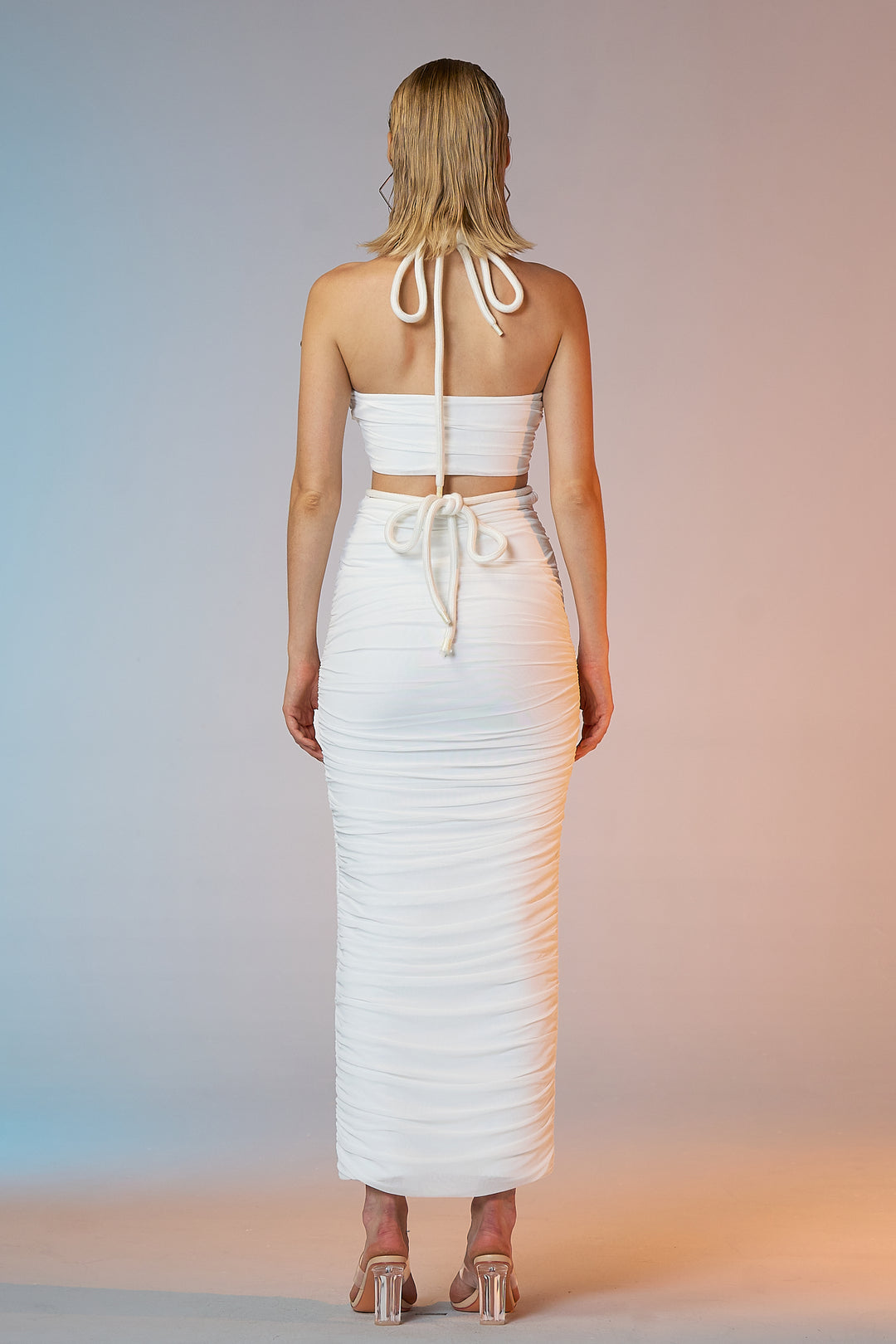 Sesidy Kaitlyn Halter Maxi Bandage Dress in White
