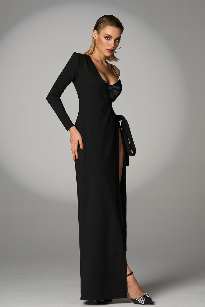 Sesidy Whitley Asymmetrical Bodycon Dress in Black