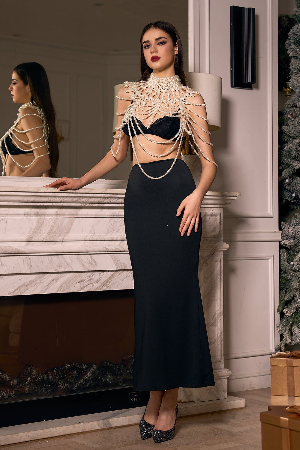 Sesidy Eunice Elegance Black Dress Set in S