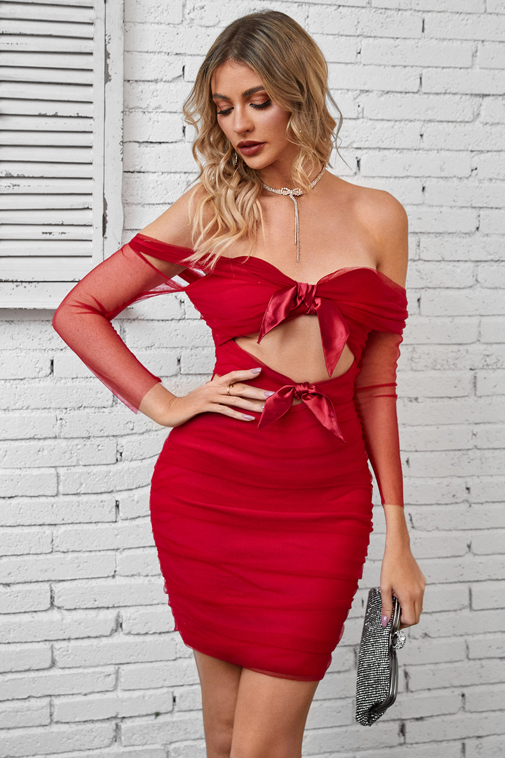 Maleah Red Long Sleeve Dress