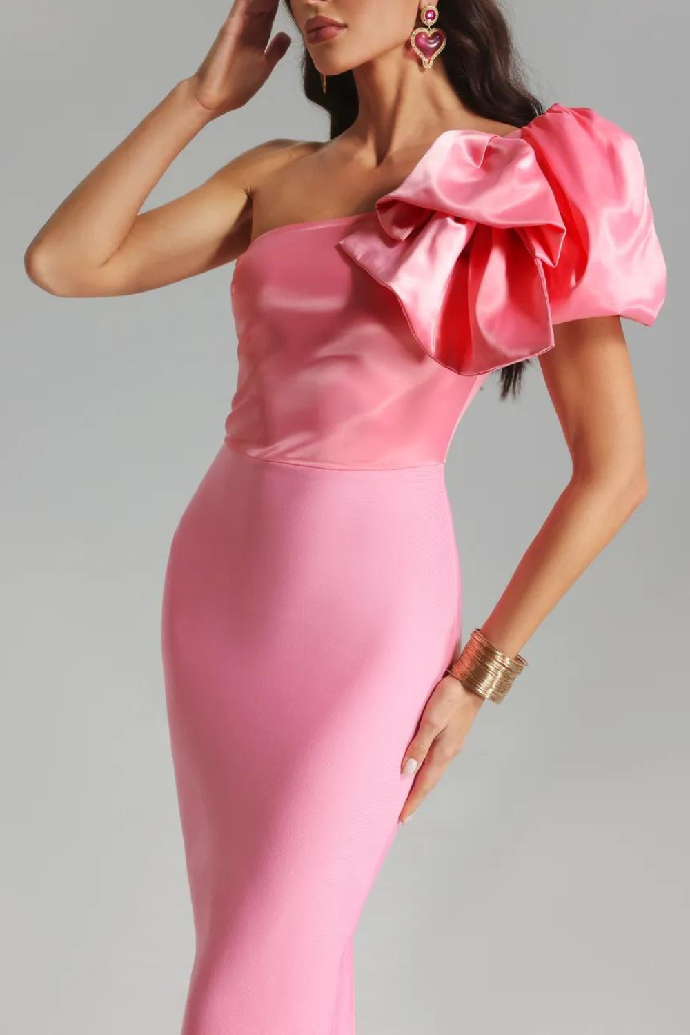 Sesidy Pink One Shoulder Dress in Default Title