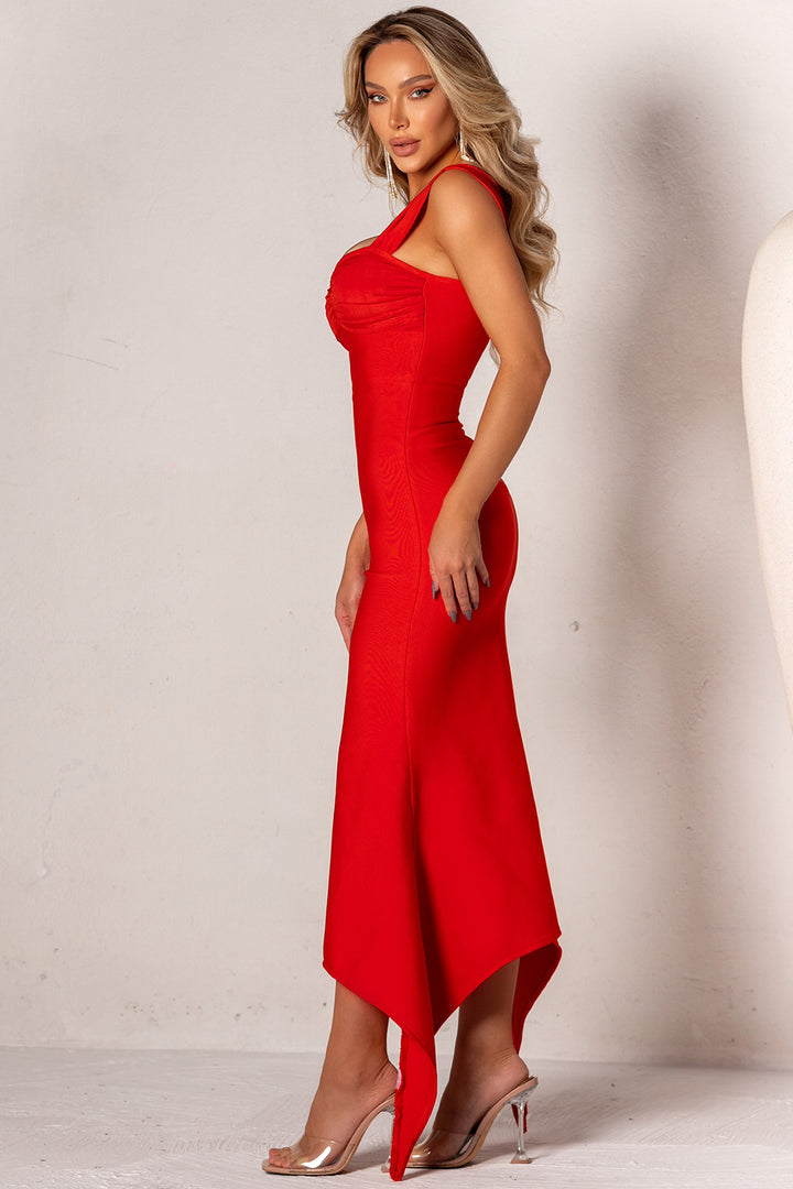 Sesidy Kinsley Sleeveless Long Evening Dress in Red