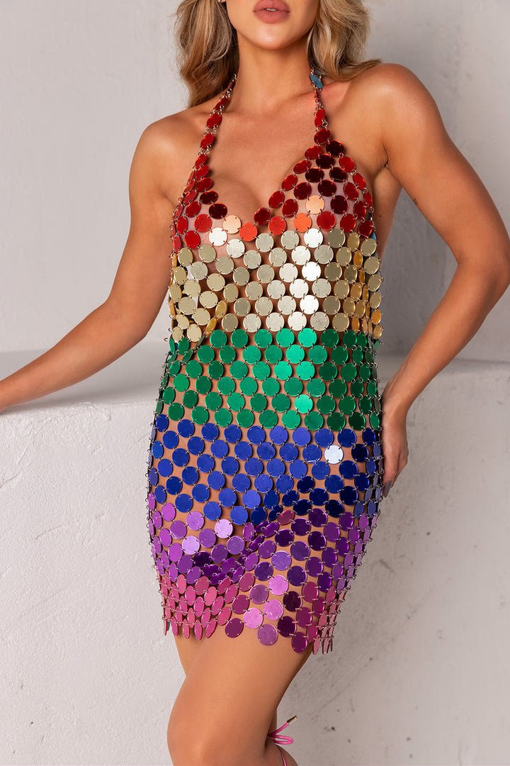 Sesidy Hadley Rainbow Party Dress in Silver