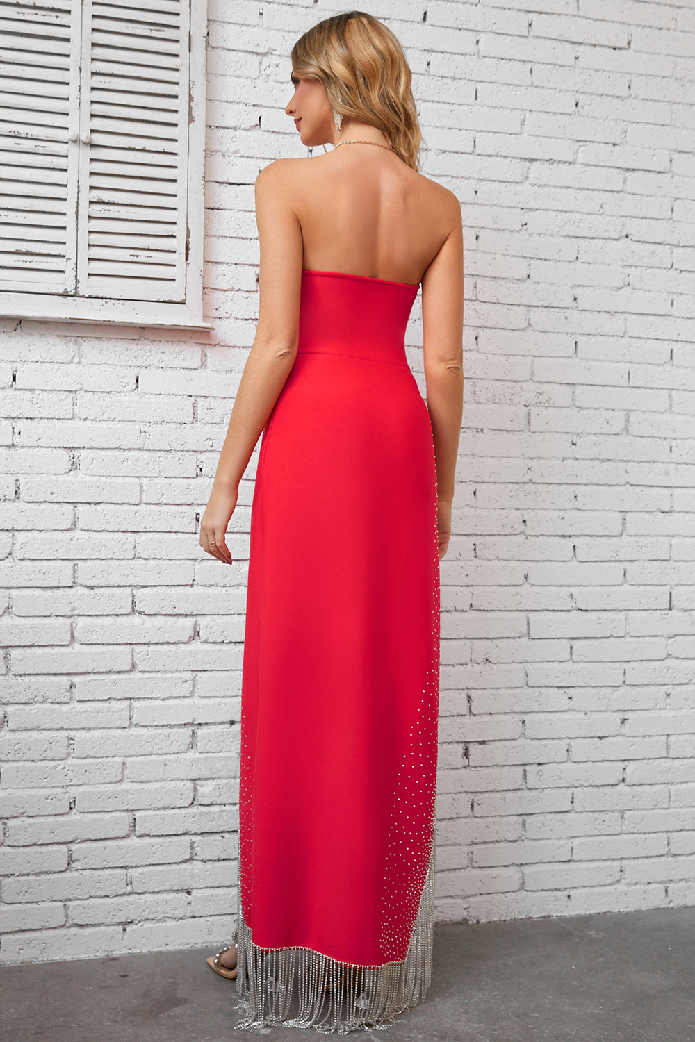 Sesidy Soleil High Low Strapless Dress in Red