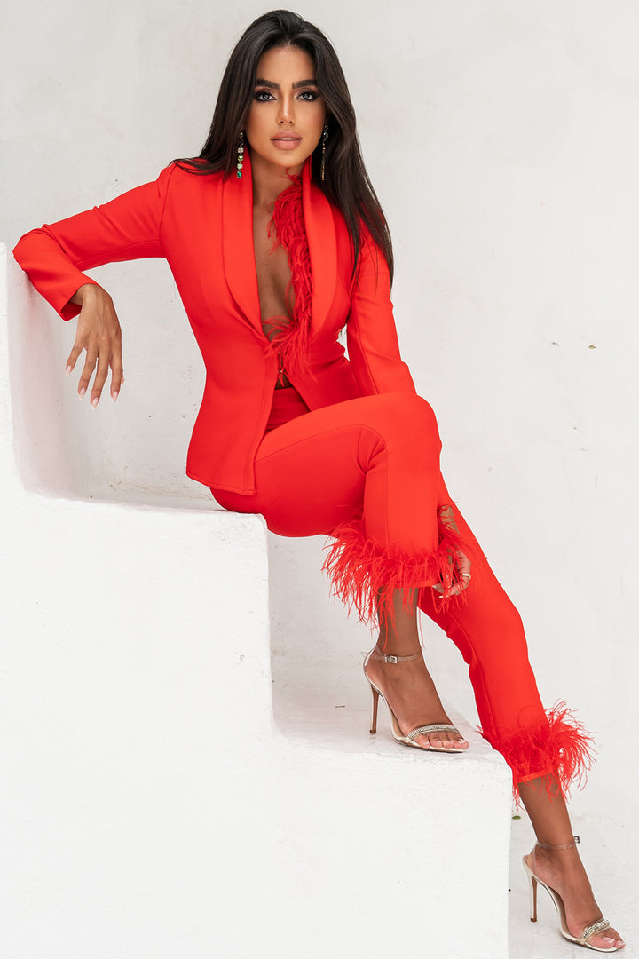 Sesidy Diana Red Fashion Suit in Red