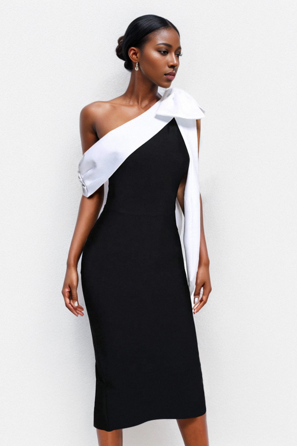 Aria Asymmetrical Black Midi Dress Aria Asymmetrical Black Midi Dress
