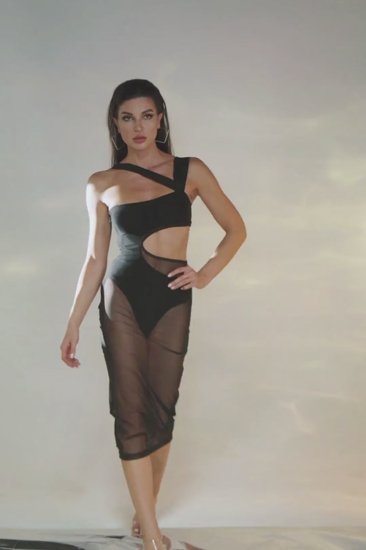 Tiffany Asymmetric Black Dress