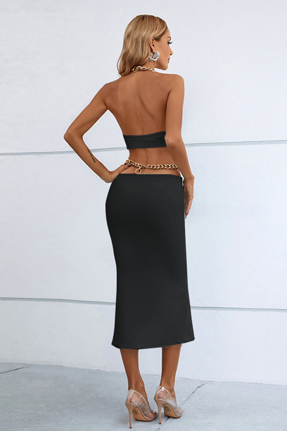 Sesidy Bridget Halter Cut Out Maxi Dress in Black