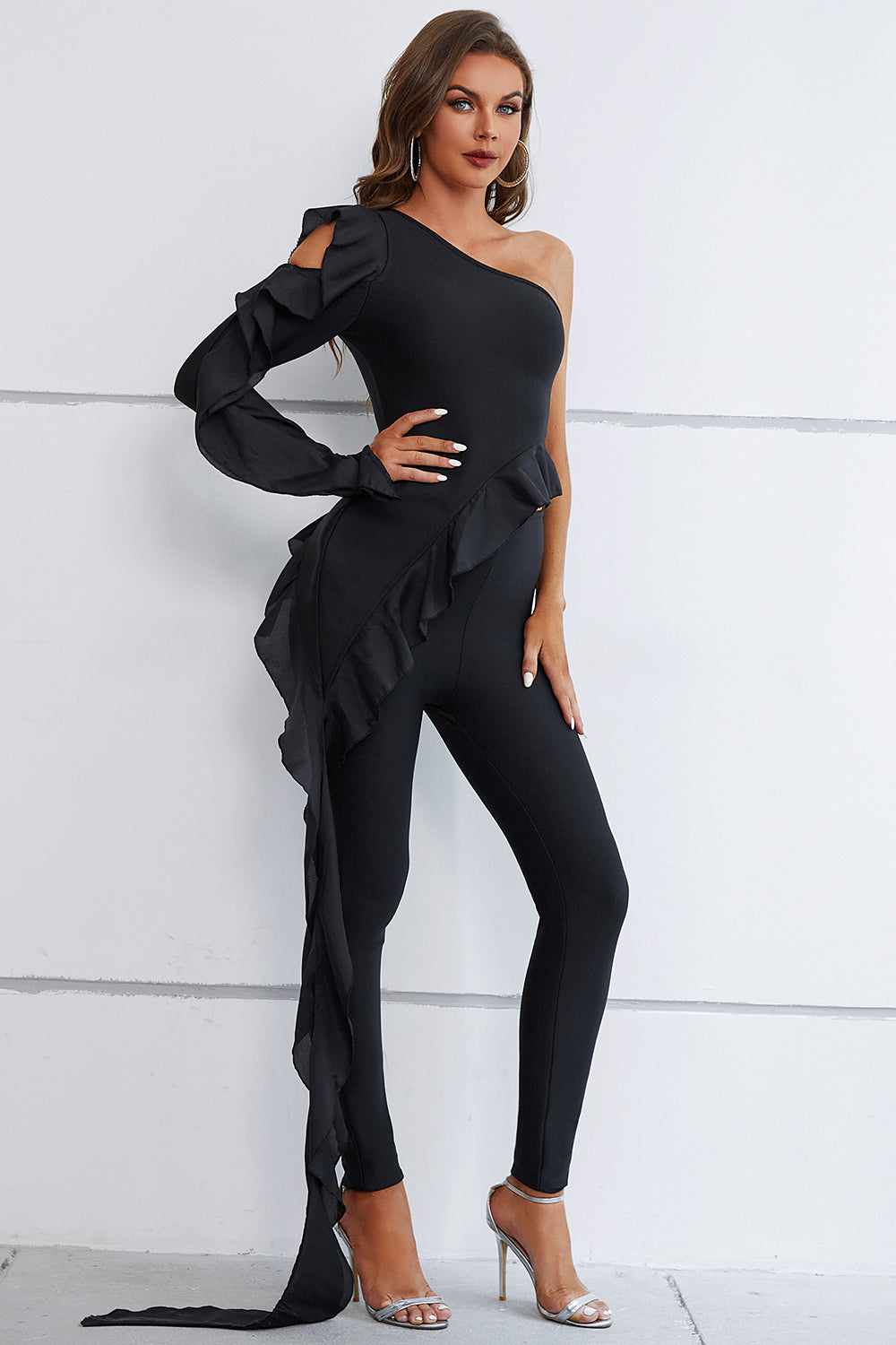 Sesidy-Amity One Shoulder Draped Pant Sets-Women's Clothing Online Store