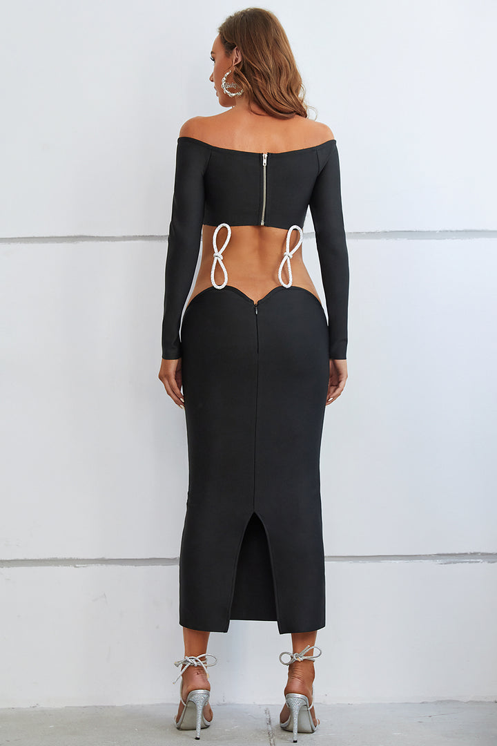 Sesidy Xylona Embellished Elegance Maxi Dress in Black