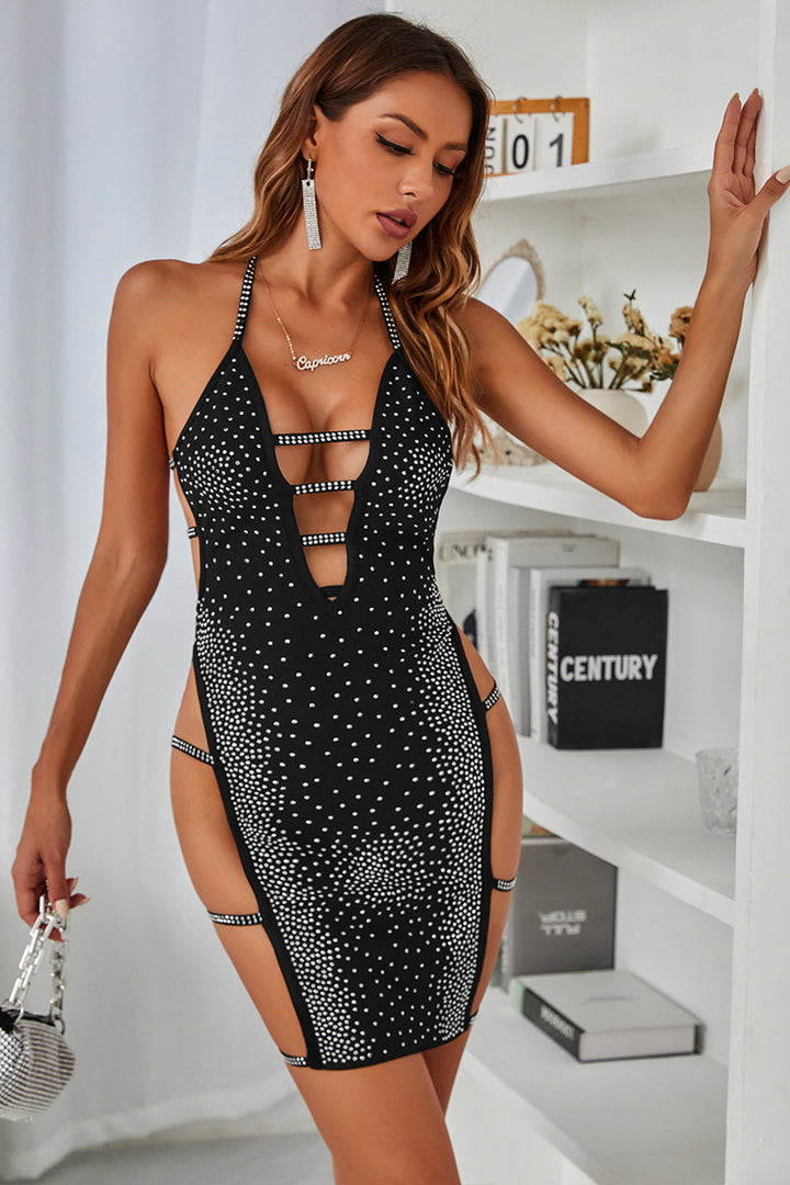 Sesidy Kiola Sexy Cut Out Mini Dress in Black