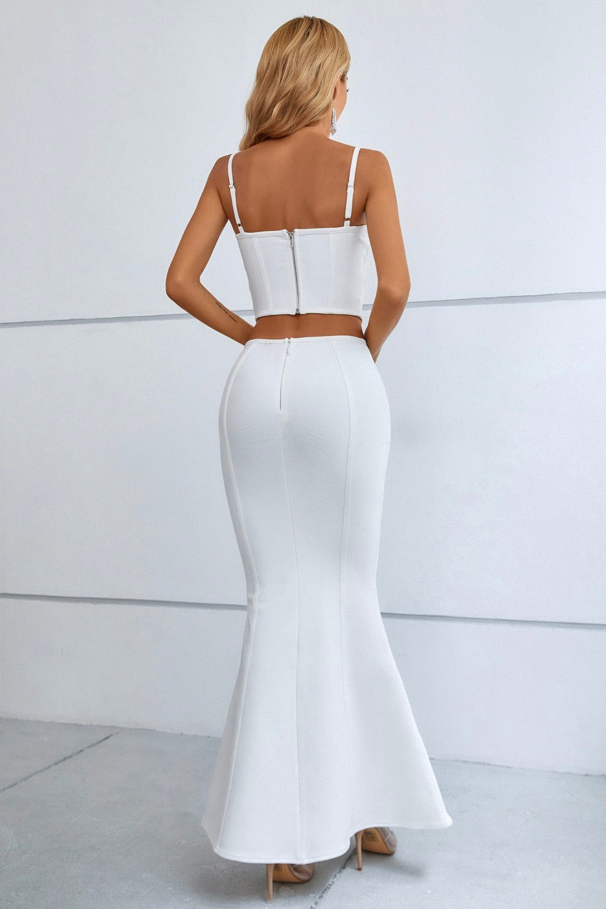 Sesidy Vicky Two Piece Mermaid Bandage Dress in White