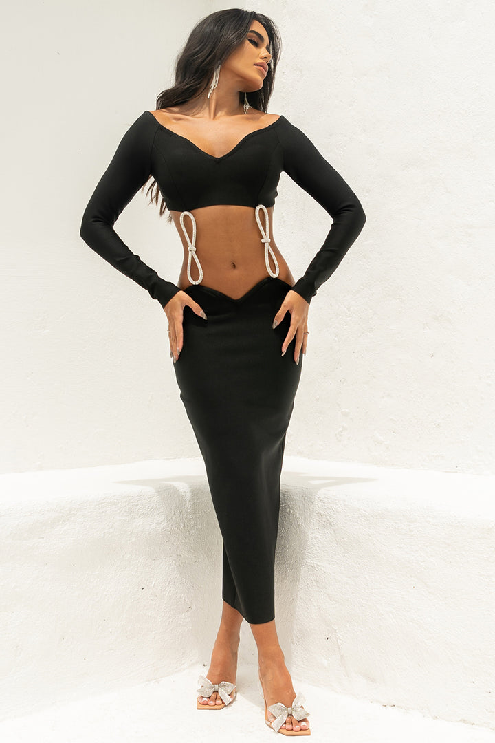 Sesidy Xylona Embellished Elegance Maxi Dress in Black