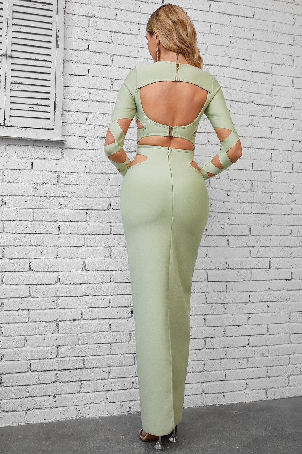 Sesidy Vevina Asymmetric Maxi Evening Dress in Green