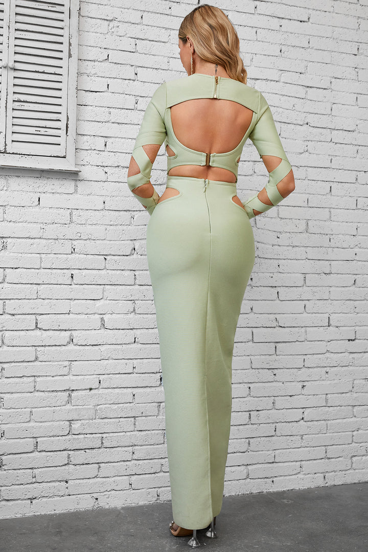 Sesidy Vevina Asymmetric Maxi Evening Dress in Green