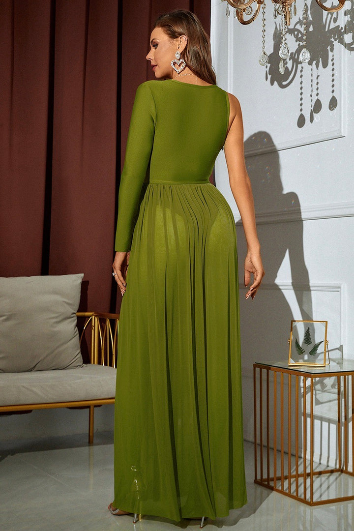 Sesidy Sovah Deep V-Neckline Maxi Dress in Green
