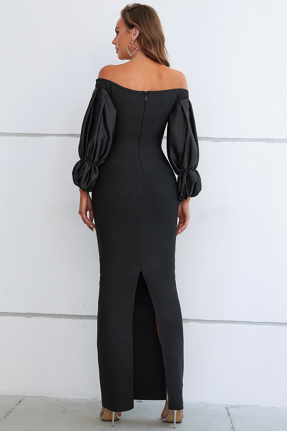 Sesidy Cherise Bubble Sleeve Maxi Formal Dress in Black