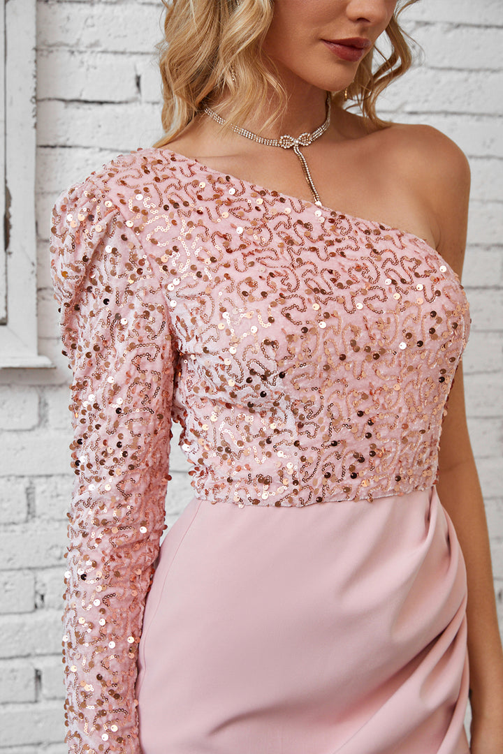 Sesidy-Atalanta One Shoulder Sequin Fashion Dress-Women's Clothing Online Store