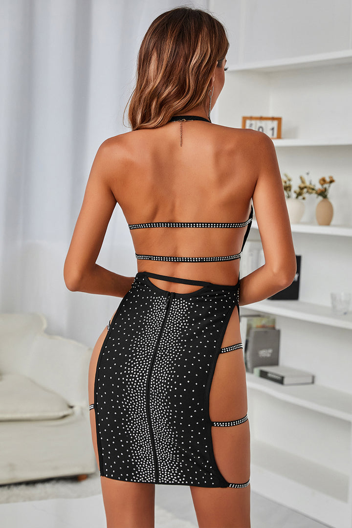 Sesidy Kiola Sexy Cut Out Mini Dress in Black