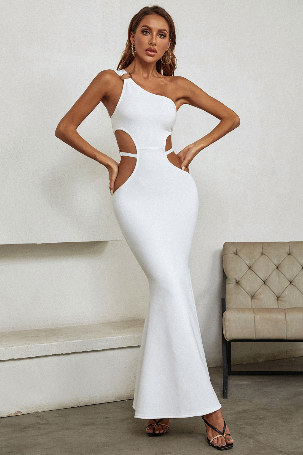 Sesidy- Amalie Asymmetric Cut Out Long Dress-Women's Clothing Online Store