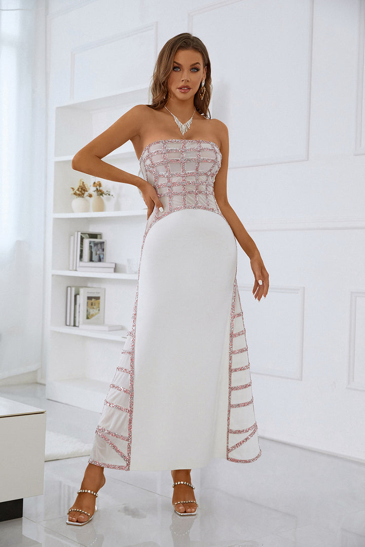 Sesidy-Erika Diamanted Strapless Maxi Dress-Women's Clothing Online Store