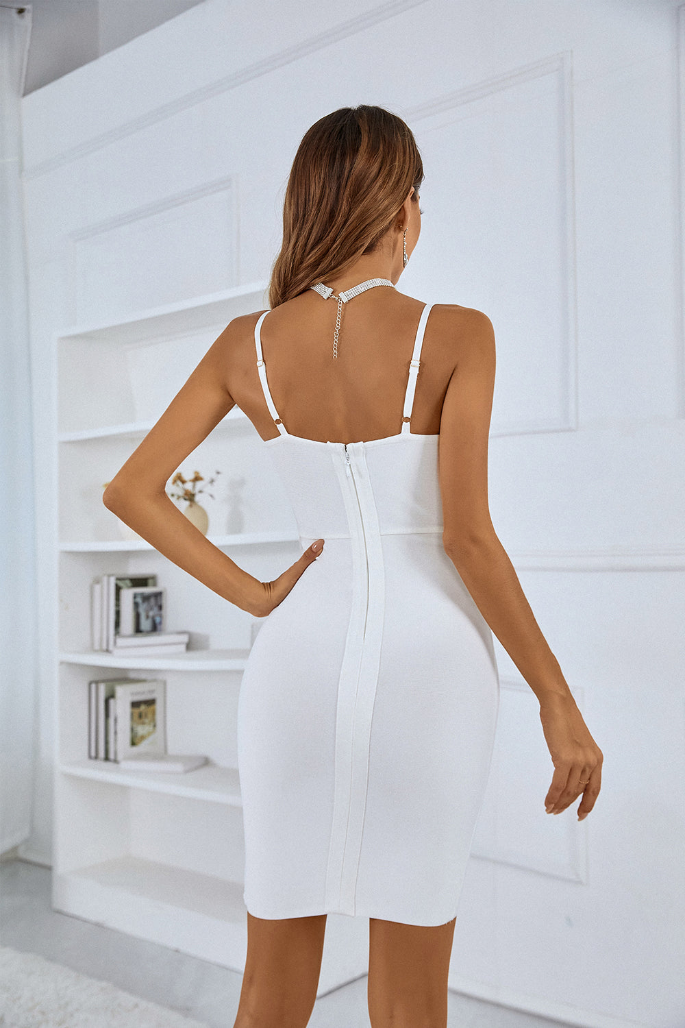 Sesidy-Verneya Sweetheart Diamante Mesh Dress-Women's Clothing Online Store
